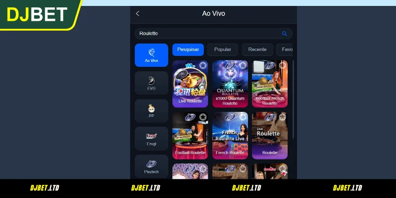 Principais Títulos de Cassino Ao Vivo na DJBET